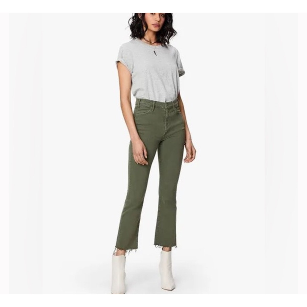 Mother Olive Green High-Rise Skinny Jeans